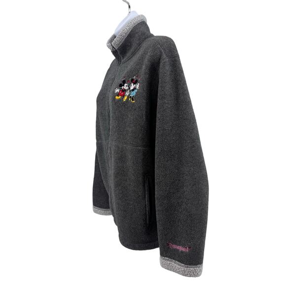 Disneyland Resort Gray Mickey Mouse & Minnie Embroidered Fleece Jacket Womens L - Picture 5 of 9
